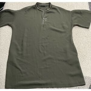 Zara Basic Collection Women's Sz L Shift Dress Classic Zipper Short Sleeve Green